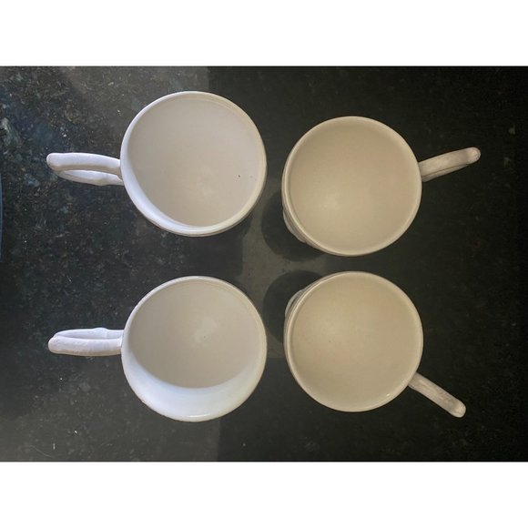 White 5" High Footed Coffee Cups, Large, Decorative Handles (Qty. 4) - Picture 5 of 8